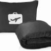 Travel Blanket and Pillow 2 in 1 - Premium Plush Fabric - Black - Thumbnail Image 1