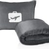 Travel Blanket and Pillow 2 in 1 - Premium Plush Fabric - Grey - Thumbnail Image 1
