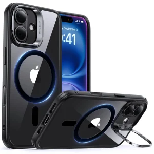 ESR MagSafe Case Compatible with iPhone 16/16 Plus Hybrid Cam Control+Stand - Clear Black - iPhone 16 Plus