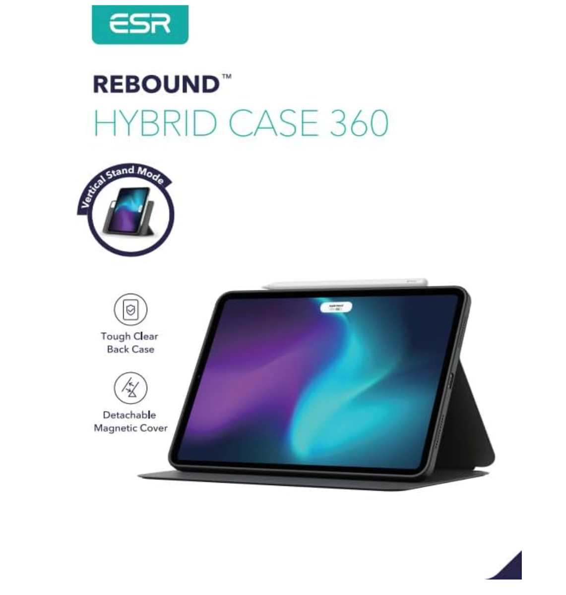 ESR Rebound Hybrid Case 360, for iPad Air 11 (2024), Air 10.9 (5th/4th Gen) - Blue - Image 10