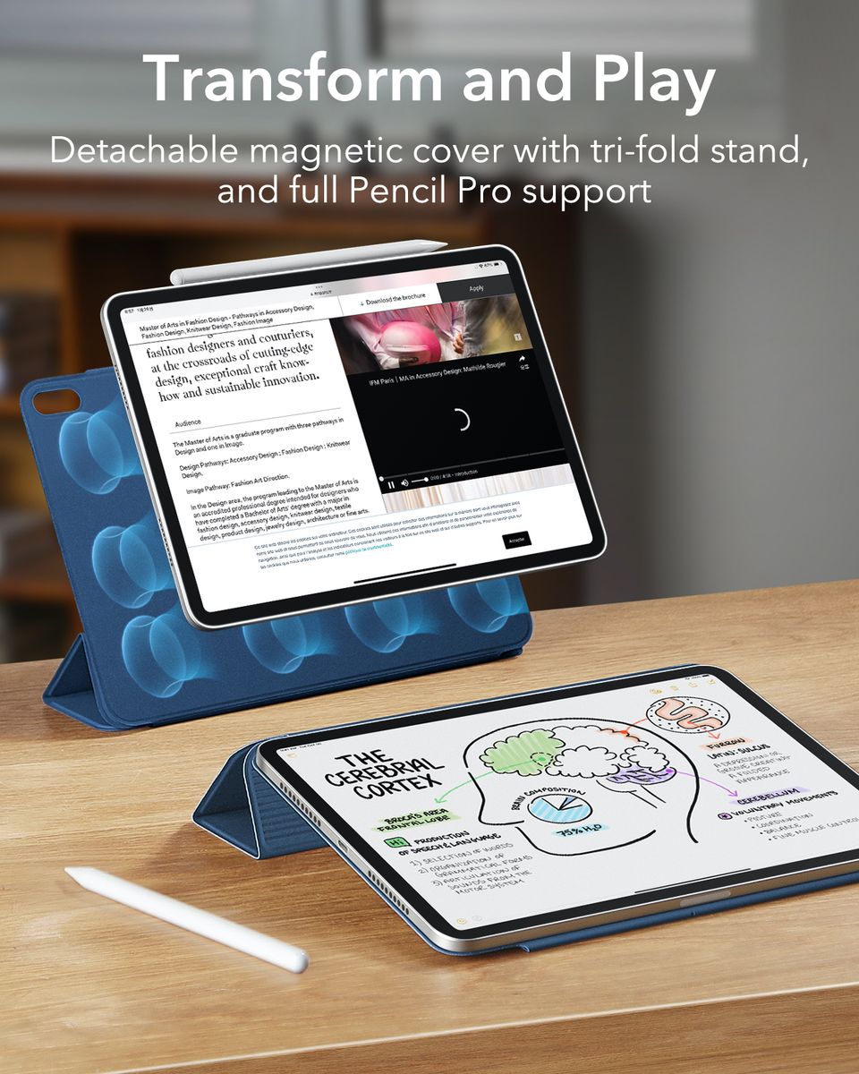 ESR Rebound Magnetic Case for iPad Mini 7 (A17 Pro) / iPad Mini 6 Cover - Navy Blue - Image 2