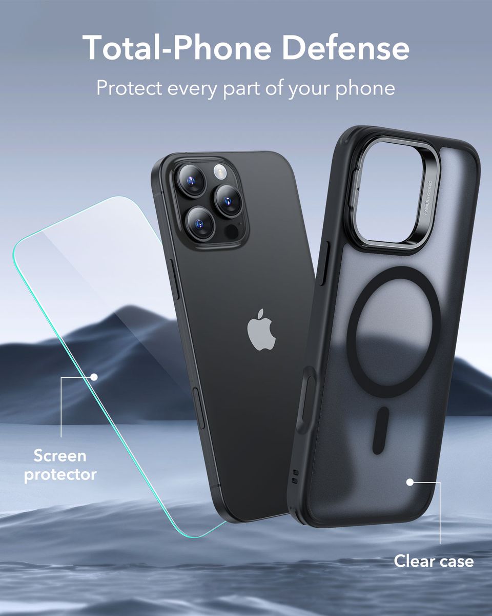 ESR Classic Hybrid MagSafe Cover Set with Stash Stand for iPhone 16 Pro Max - Frosted Black - Image 3