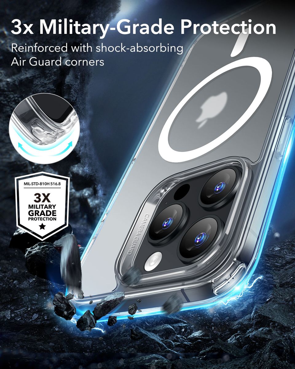 ESR Classic Hybrid MagSafe Cover for iPhone 16 Pro / 16 Pro Max (HaloLock) - Frosted Clear - iPhone 16 Pro Max - Image 4
