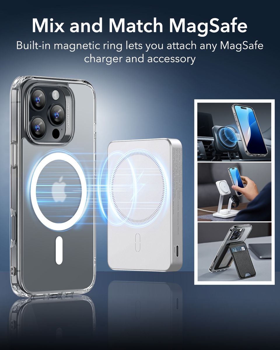 ESR Classic Hybrid MagSafe Cover for iPhone 16 Pro / 16 Pro Max (HaloLock) - Frosted Clear - iPhone 16 Pro Max - Image 5