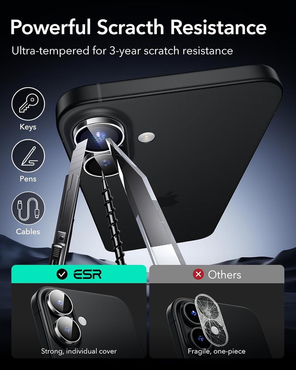 ESR Armorite Camera Lens Protector for iPhone 16/16 Plus Set - Image 5