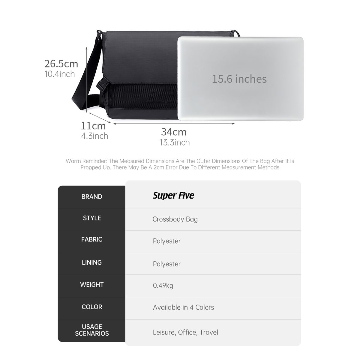 SuperFive Urban Sling Bag - White - Image 6