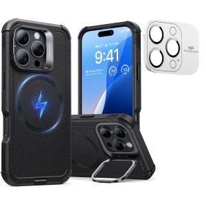 ESR Cyber Tough MagSafe Case with Stand + Camera Lens Protector - iPhone 16 Pro Max